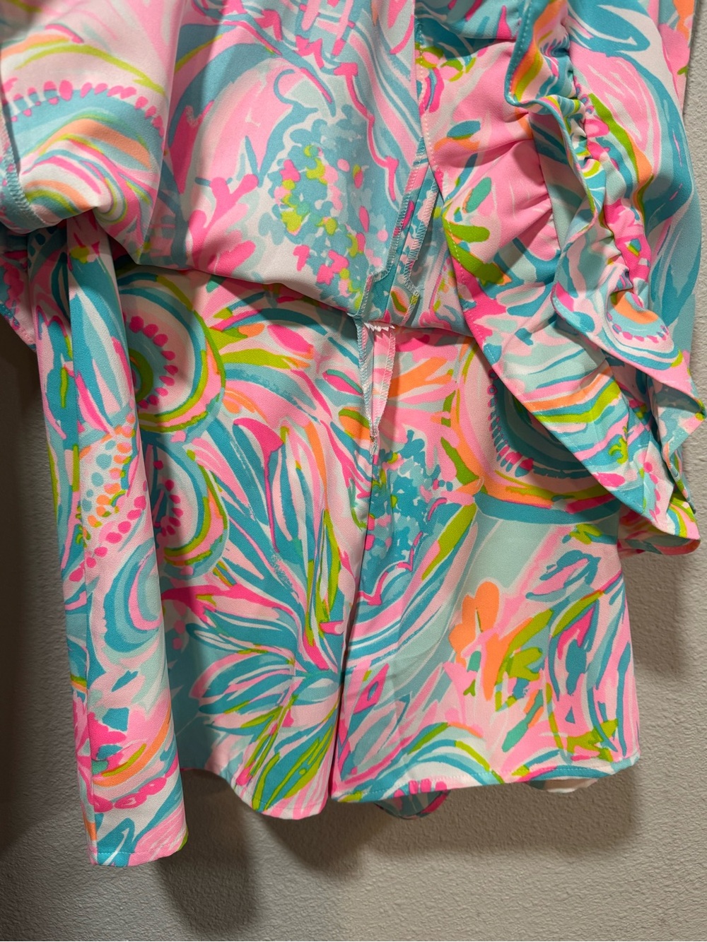 NWT Lilly Pulitzer Masey Short Sleeve Romper in Carnivale Coral size 14 NWT - Picture 9 of 9